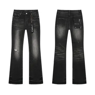Purple Brand Distressed Black Flared Mid-Rise Jeans