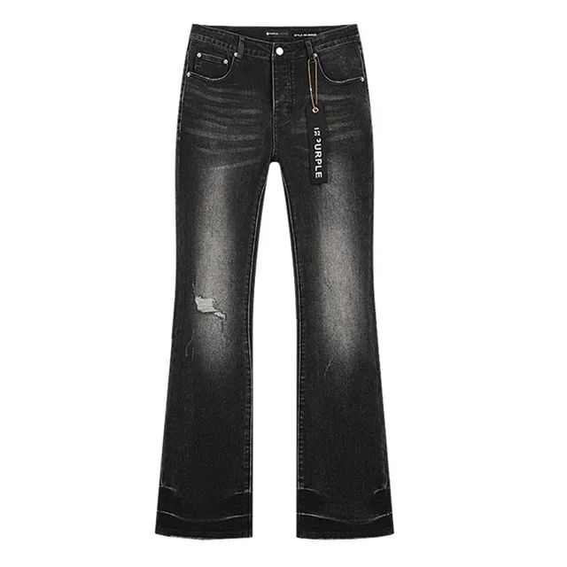 Purple Brand distressed 黑色 喇叭裤 中腰款牛仔裤 2
