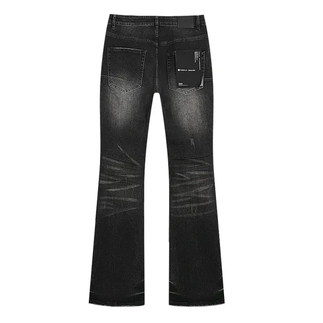 Purple Brand distressed 黑色 喇叭裤 中腰款牛仔裤 3