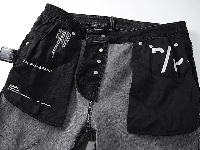 Purple Brand distressed 黑色 喇叭裤 中腰款牛仔裤 6