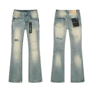 Purple Brand Distressed Light-Wash Flared Jeans