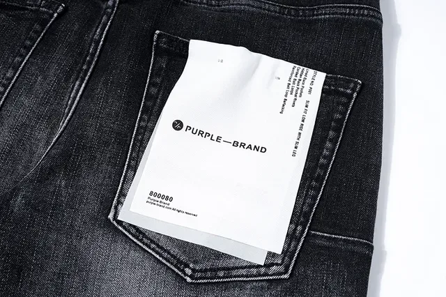 Purple Brand Calças Jeans Desgastadas com Salpicadura de Tinta Ajustadas Lavagem Escura 9