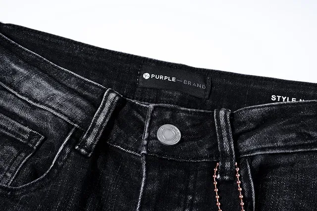 Purple Brand Calças Jeans Desgastadas com Salpicadura de Tinta Ajustadas Lavagem Escura 13