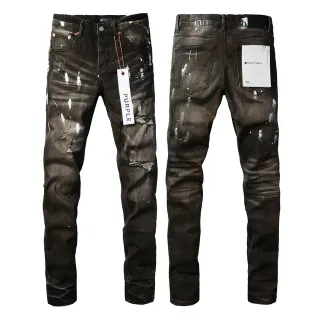 Jeans distressed paint-splatter slim-fit de la marque Purple Brand