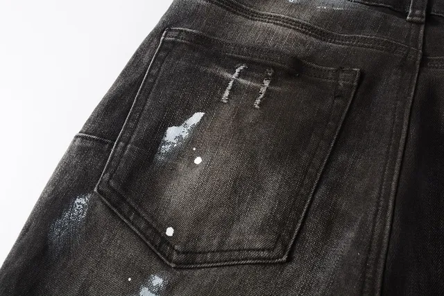 Jeans distressed paint-splatter slim-fit de la marque Purple Brand 5
