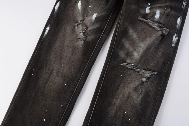 Jeans distressed paint-splatter slim-fit de la marque Purple Brand 7
