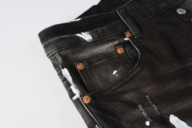 Jeans distressed paint-splatter slim-fit de la marque Purple Brand 9