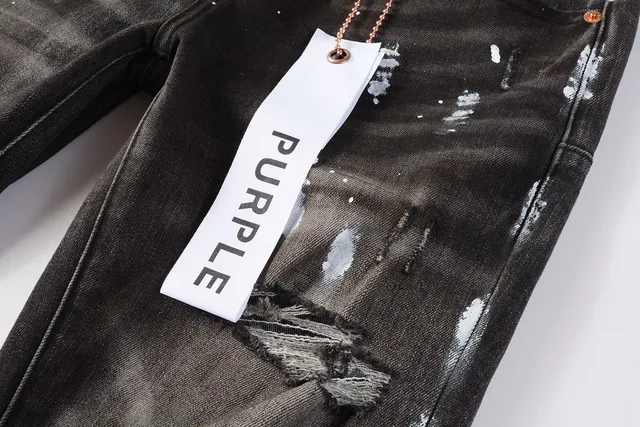 Jeans distressed paint-splatter slim-fit de la marque Purple Brand 11