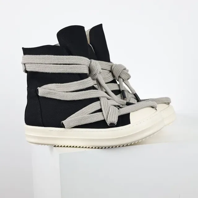 Rick Owens DRKSHDW Geobasket High Black Gray Off-White लाइफस्टाइल स्नीकर 3
