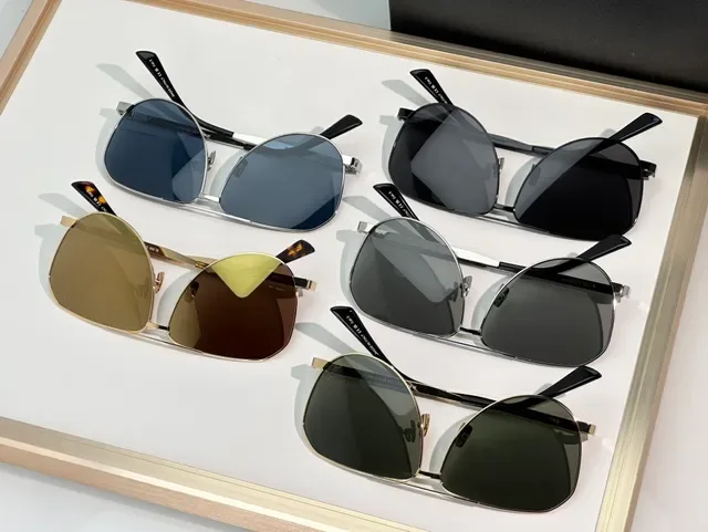 Óculos de Sol Saint Laurent Aviador Metal Dourado Lente Espelhada Âmbar 4