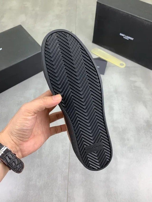 Saint Laurent Sneaker Canvas e Couro Panel Bege Marrom Preto Lifestyle Sneakers 3