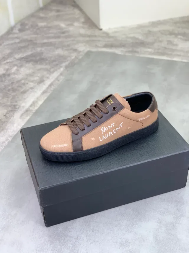 Saint Laurent Sneaker Canvas e Couro Panel Bege Marrom Preto Lifestyle Sneakers 5