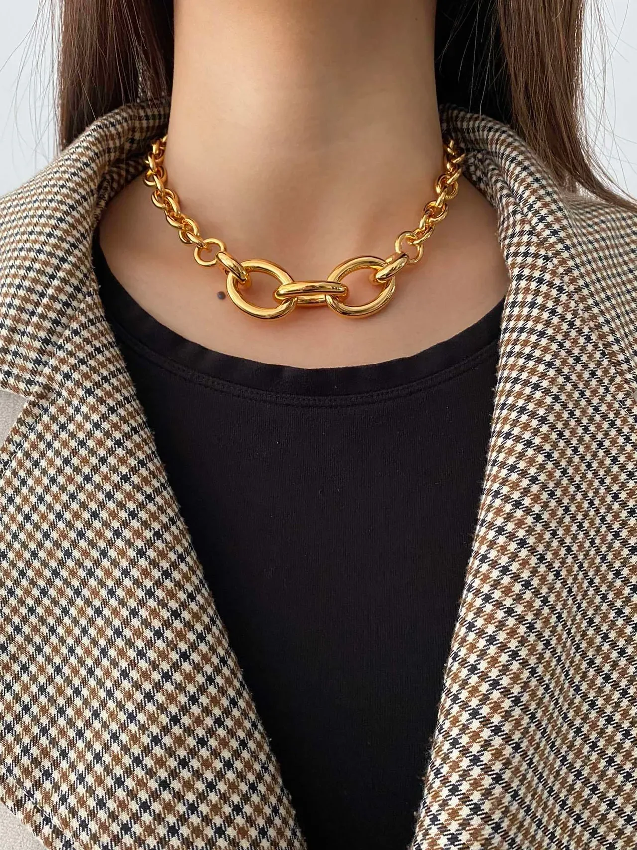 Saint Laurent 金色粗链夸张椭圆链节项链 3