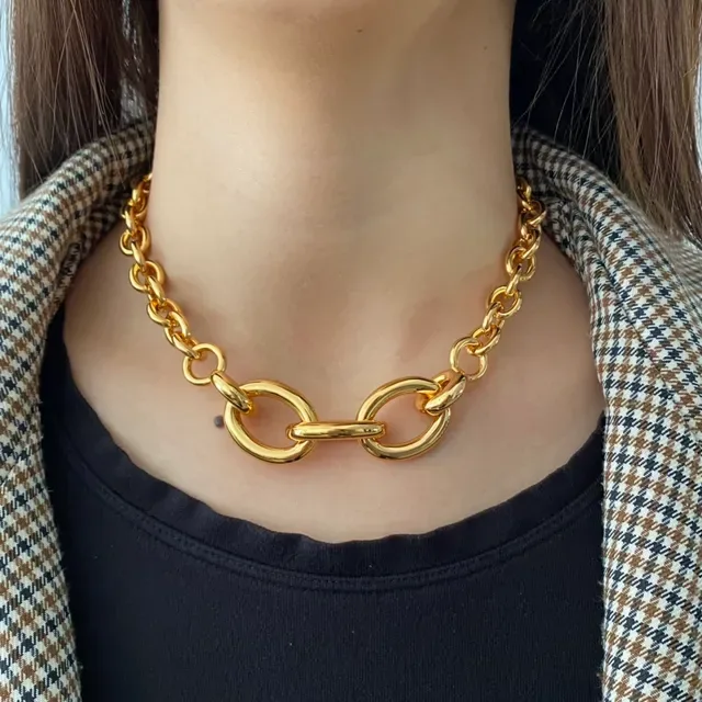 Saint Laurent 金色粗链夸张椭圆链节项链 4