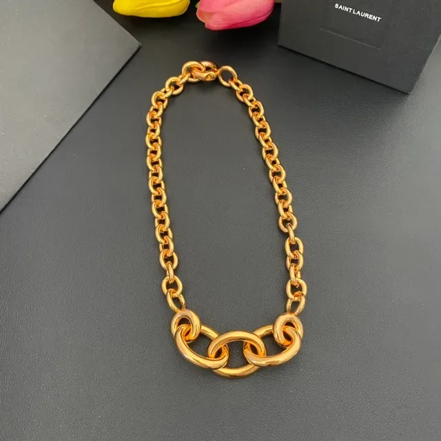 Saint Laurent 金色粗链夸张椭圆链节项链 8