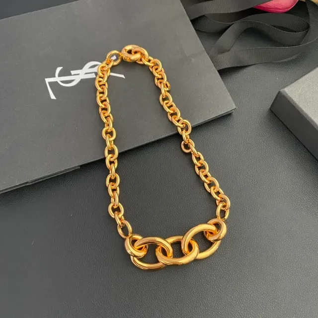Saint Laurent 金色粗链夸张椭圆链节项链 9