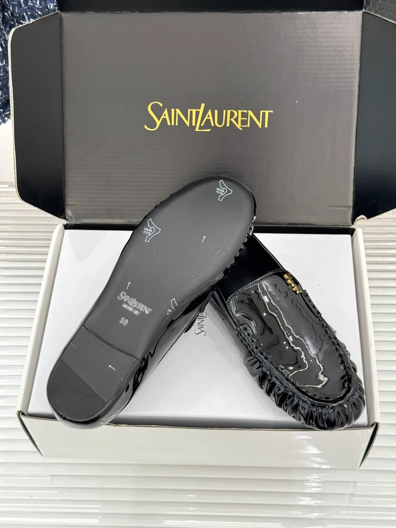 Saint Laurent Loulou Loafer Black Patent Leather Loafers 2
