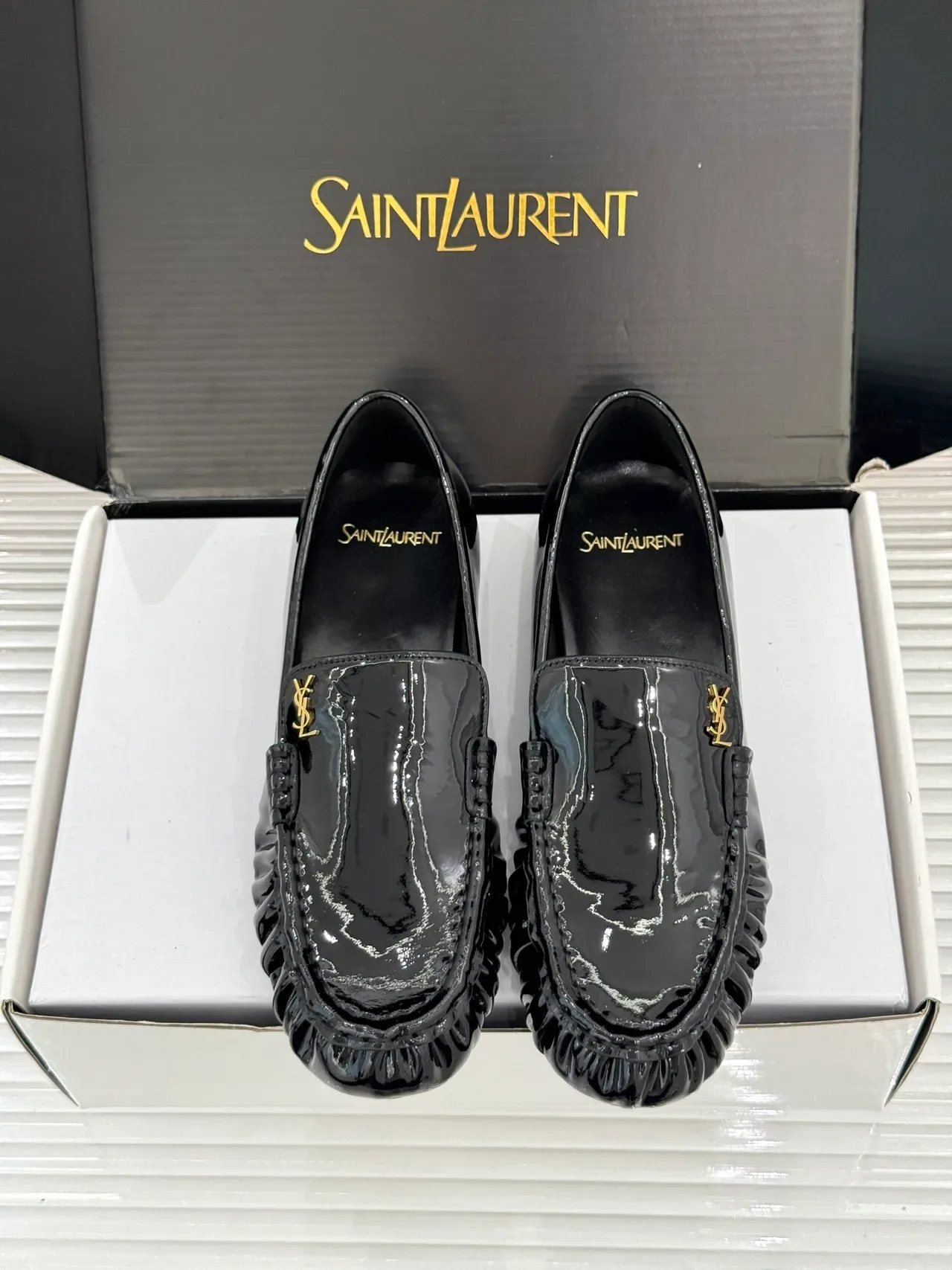 Saint Laurent Loulou Loafer Black Patent Leather Loafers 5