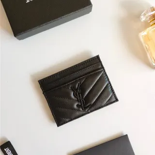 Saint Laurent Loulou Quilted Black Leather Card Holder