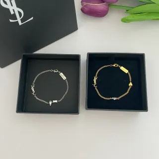 Saint Laurent Monogram Chain Silver Gold Charm कंगन