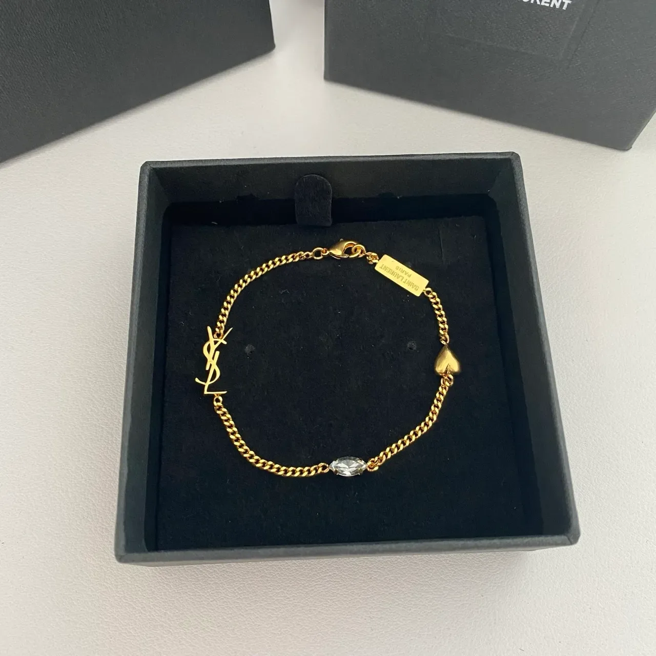 Saint Laurent Monogram 链 银金 Charm 手链 9