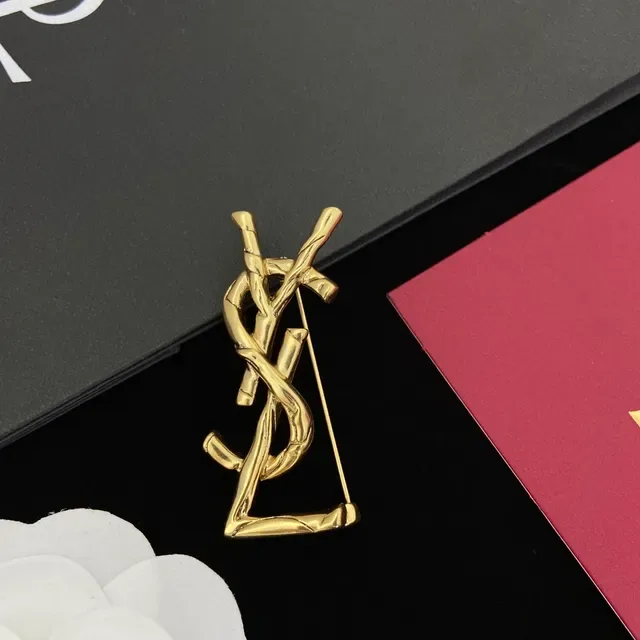 Saint Laurent Monogram Twisted Bar Gold-Tone Stud Earrings 3