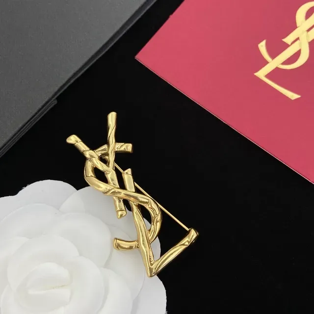 Saint Laurent Monogram Twisted Bar Gold-Tone Stud Earrings 4