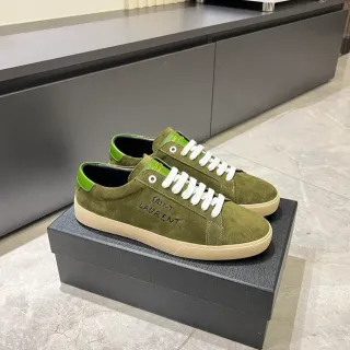 Saint Laurent जैतूनी हरा सुड भरा लोगो लाइफस्टाइल स्नीकर