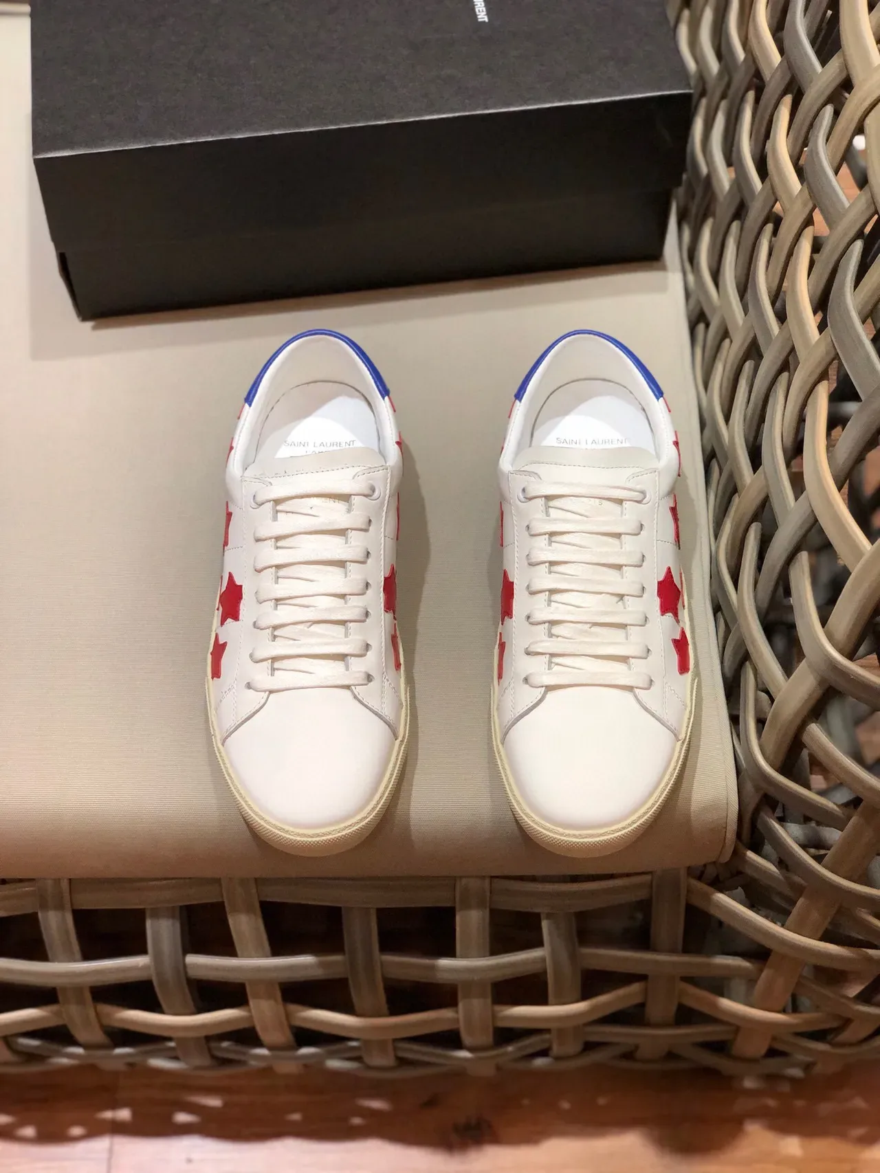 Saint Laurent White Red Leather Upper Star Appliqués Lifestyle Sneakers 9