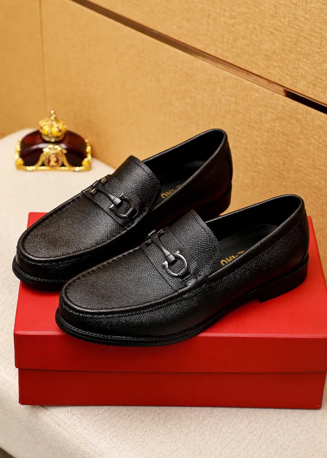 Salvatore Ferragamo Gancini Loafer Black Textured Leather Horsebit Loafers 2