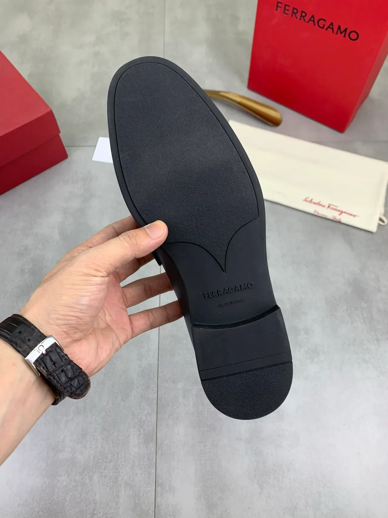 Salvatore Ferragamo Gancini Mocassins de Couro Bico Quadrado Navy 4