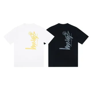 Stussy Stock Logo बैक प्रिंट टी-शर्ट