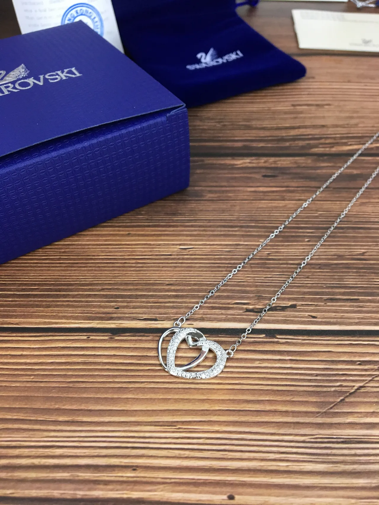 Swarovski Double Heart Pavé Crystal Necklace 5