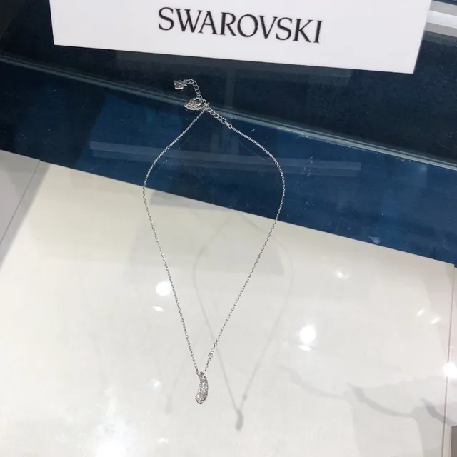 Swarovski Pena Pavê Cristal Tom Prateado Colar 6