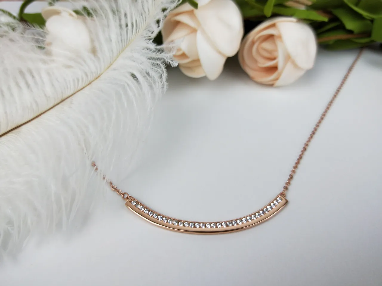 Swarovski गुलाबी सोने की वक्र पट्टी क्रिस्टल हार 5