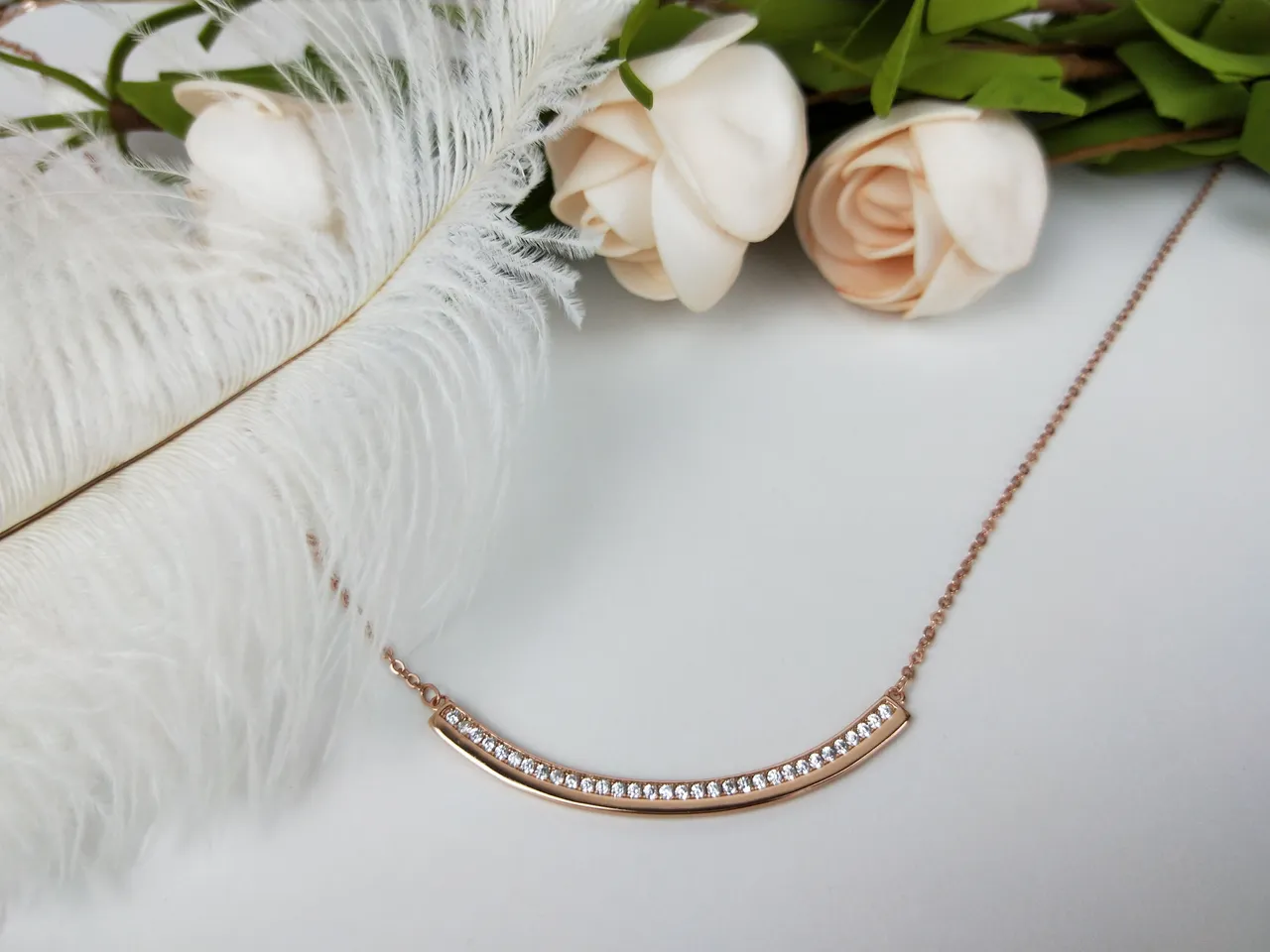 Swarovski गुलाबी सोने की वक्र पट्टी क्रिस्टल हार 8