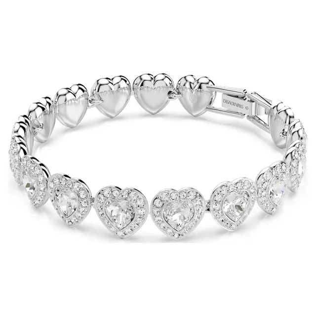 Swarovski चाँदी रंग का पारदर्शी फूल-लिंक पावे-क्रिस्टल नेकलेस 10