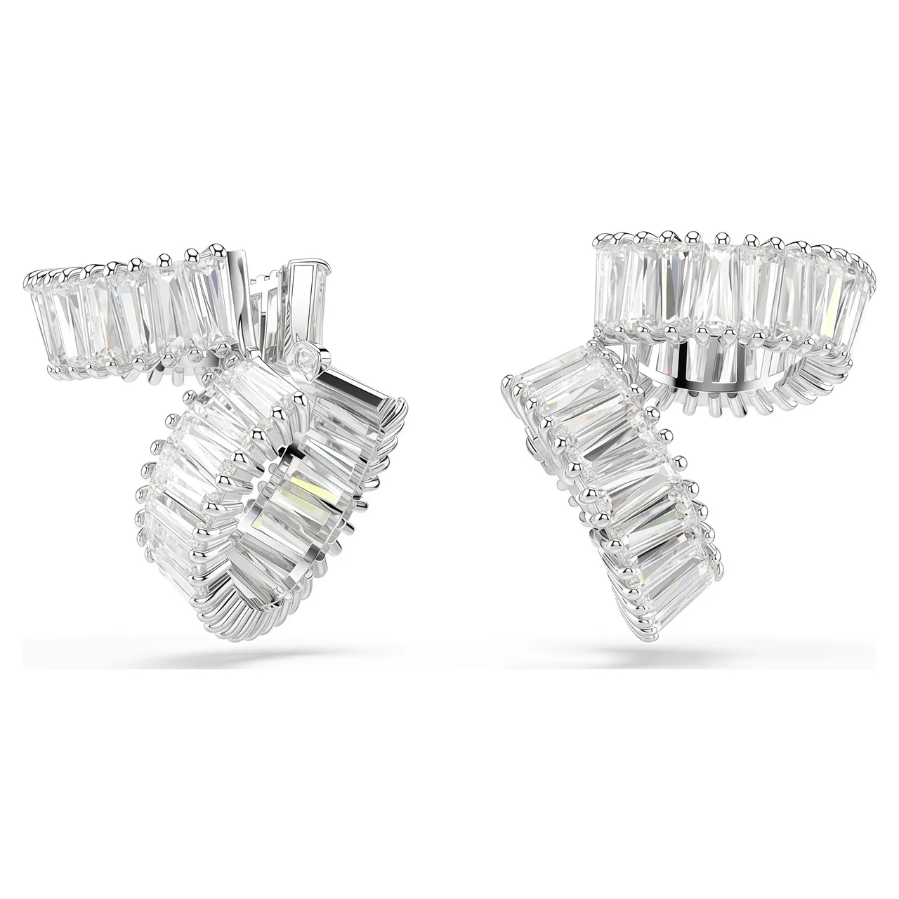 Swarovski चाँदी रंग का पारदर्शी फूल-लिंक पावे-क्रिस्टल नेकलेस 14