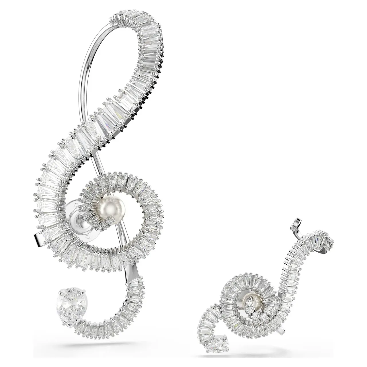 Swarovski चाँदी रंग का पारदर्शी फूल-लिंक पावे-क्रिस्टल नेकलेस 17