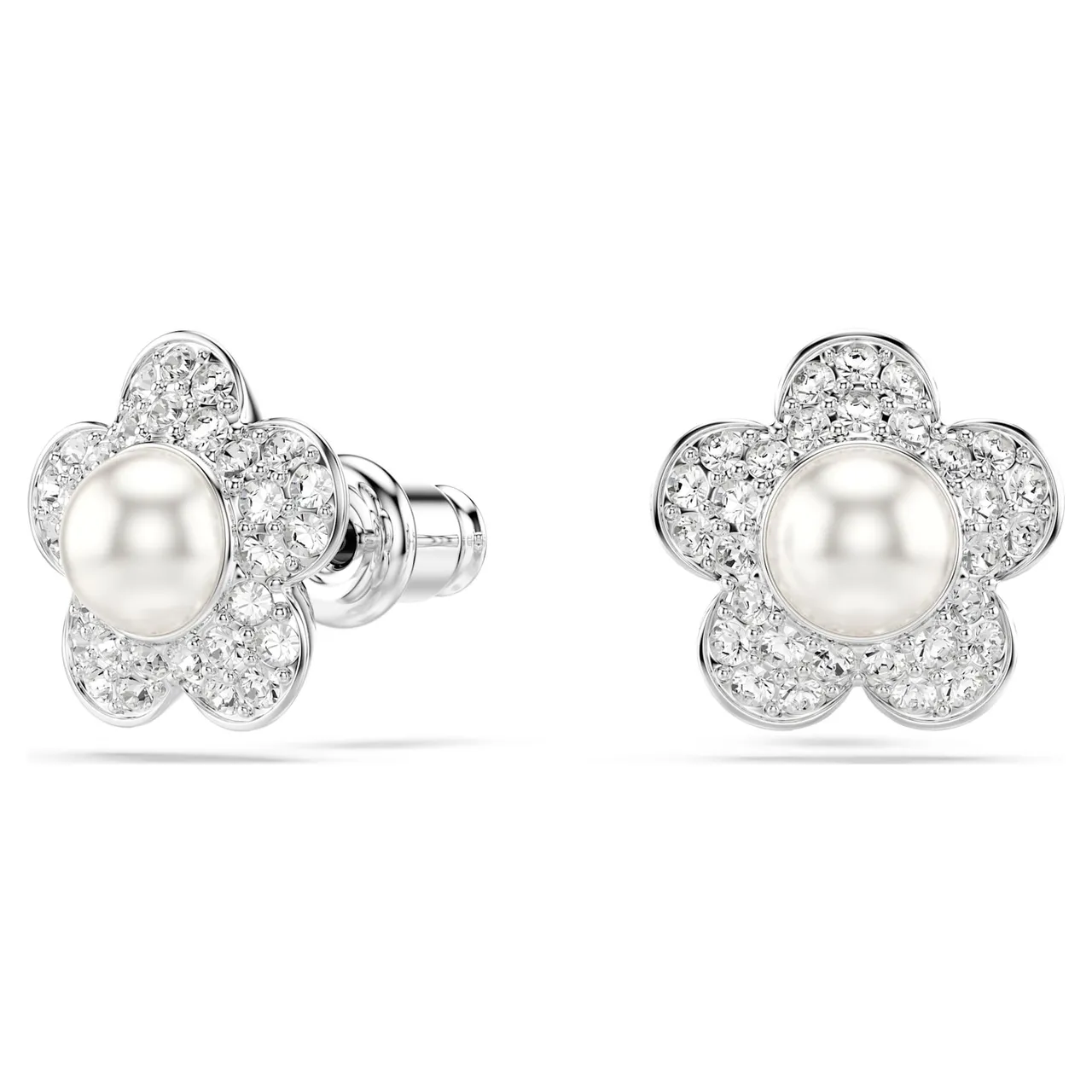 Swarovski चाँदी रंग का पारदर्शी फूल-लिंक पावे-क्रिस्टल नेकलेस 20