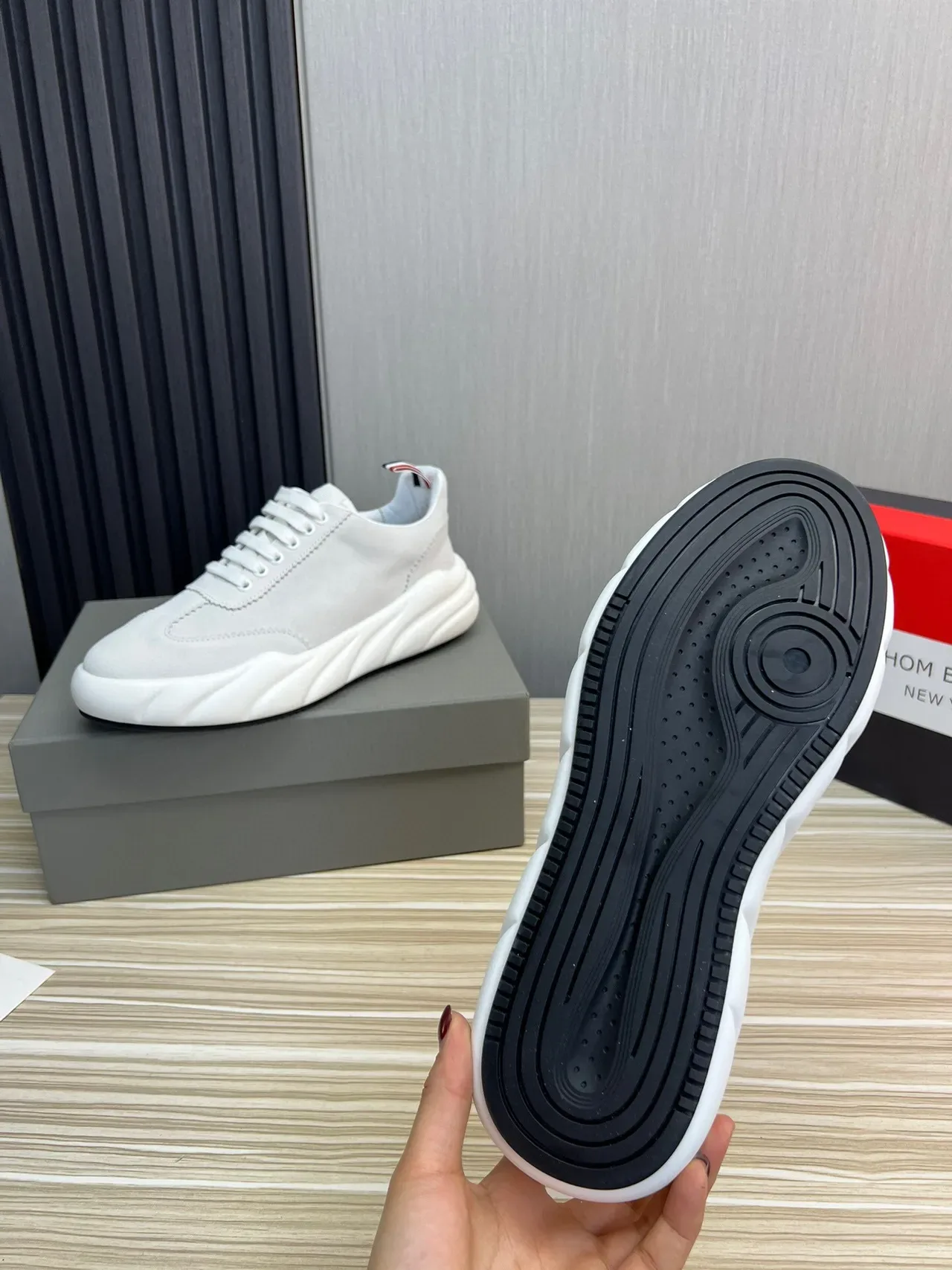 Thom Browne Wave Sole Gray Suede Lifestyle Sneaker 9
