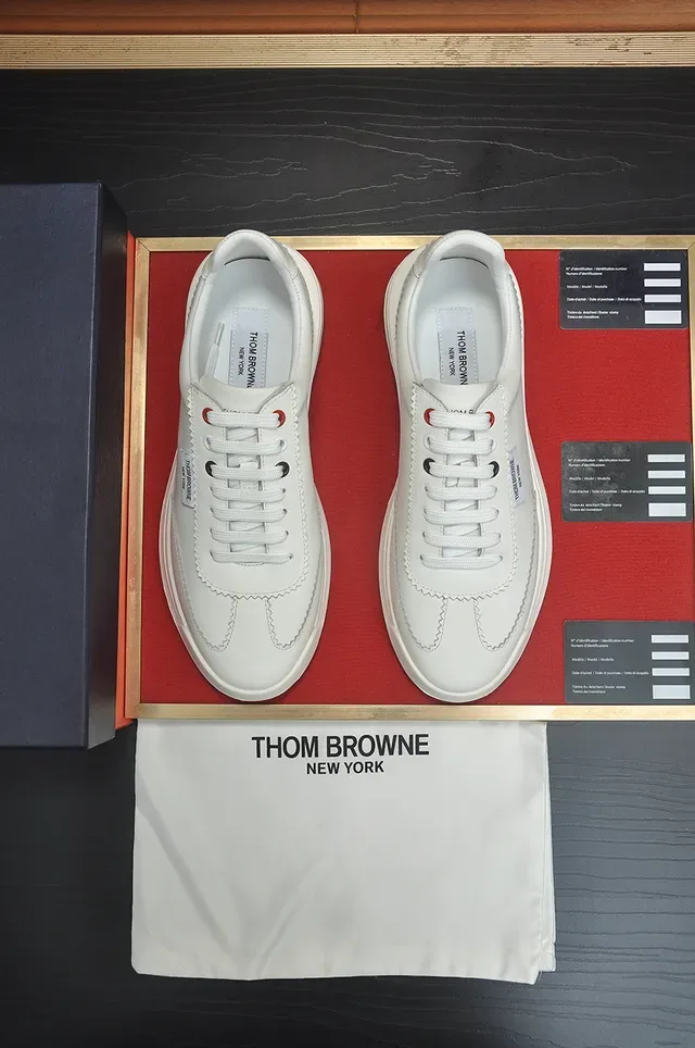Thom Browne White Brown Leather Upper Gum Rubber Sole Lifestyle Sneakers 5