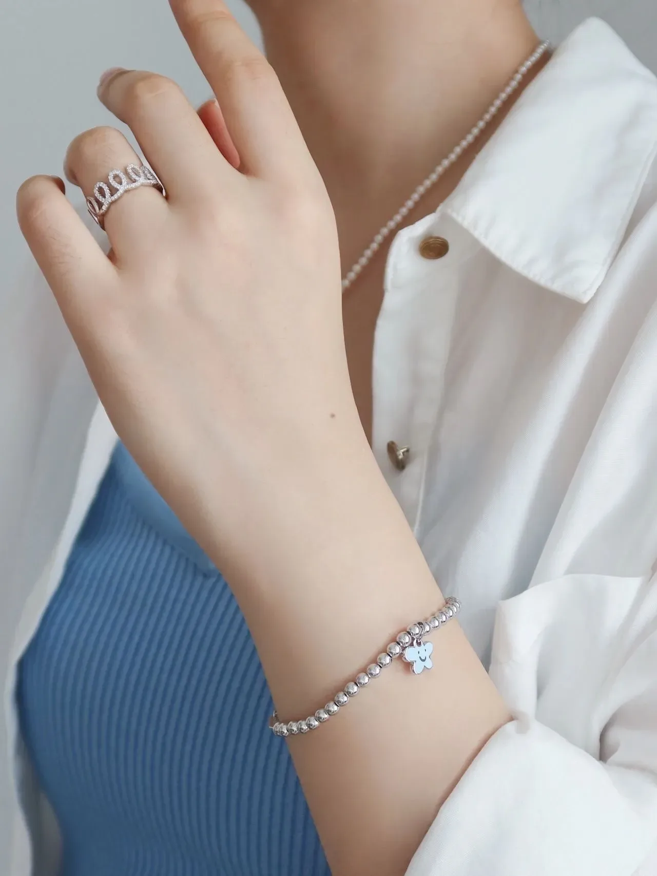 Tiffany & Co. নীল সোনা মুকুট আকৃতির Pavé-Set রিং 3