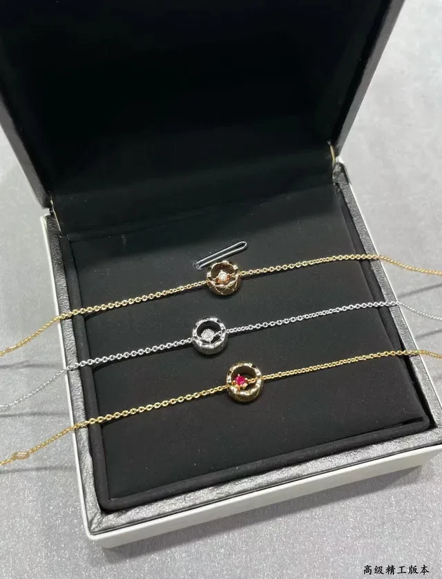 Tiffany & Co. लाल সোনা নাজুক চেইন সার্কুলার ডাবল রিং পেন্ডেন্ট ব্রেসলেট 4