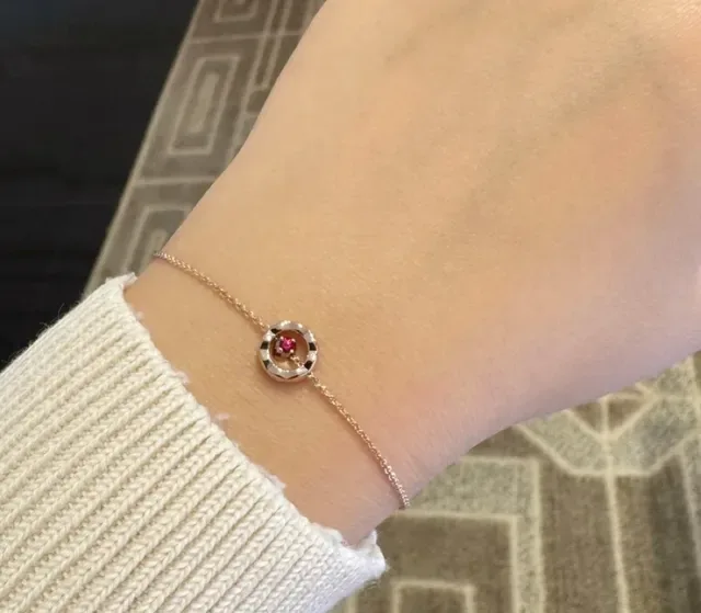 Tiffany & Co. लाल সোনা নাজুক চেইন সার্কুলার ডাবল রিং পেন্ডেন্ট ব্রেসলেট 9