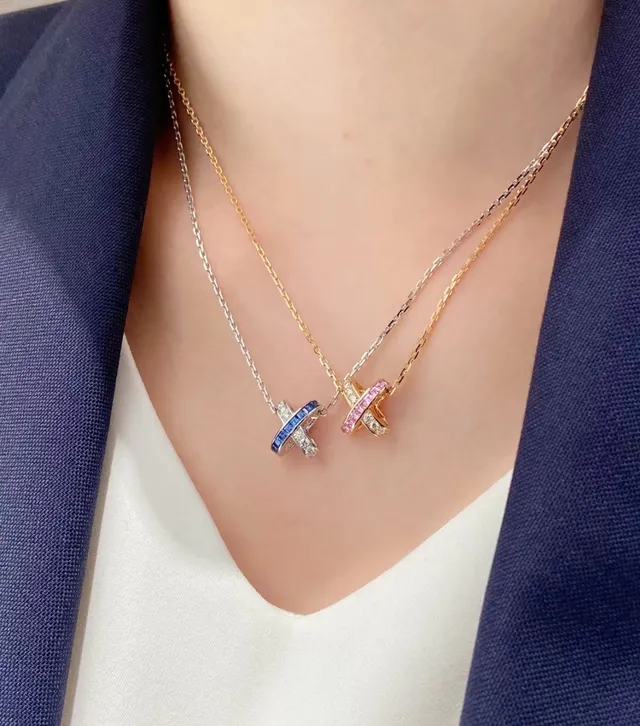 Tiffany & Co. Colar com corrente e pingente em ouro rosa em forma de X 8