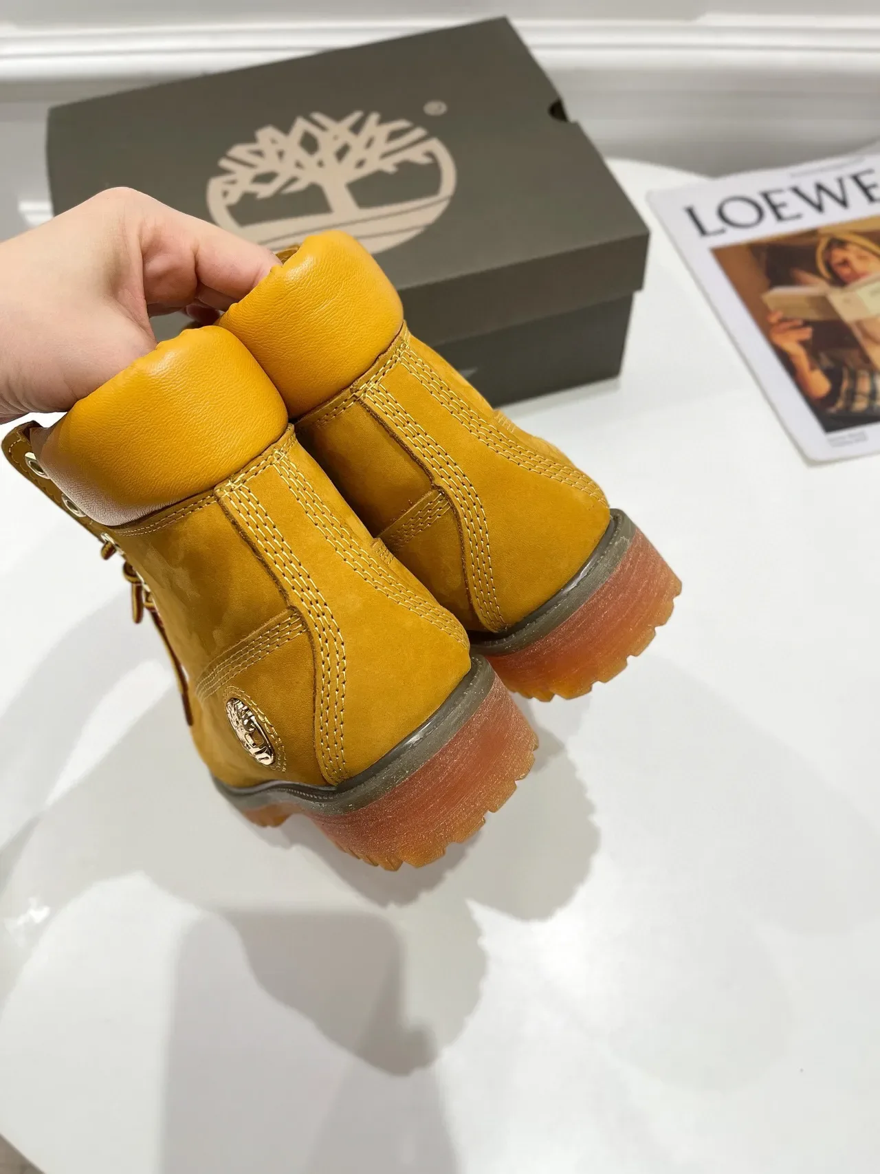 Timberland Premium Botas de Trabajo 6 Pulgadas Nubuck Amarillo Mostaza 5