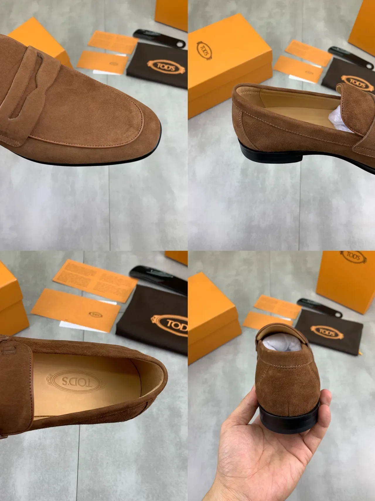 Tod's Mocassins de Daim Marron Noir Bride Penny 2