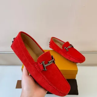 Tod's Gommino Loafer Red Suede H-Bar Loafers