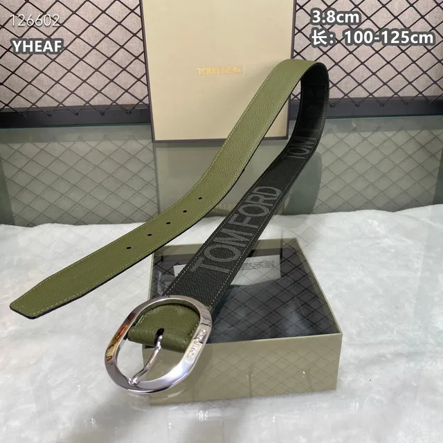 Tom Ford Logo Tape Belt sangle noire tressée cuir grainé soutien bande de toile 3